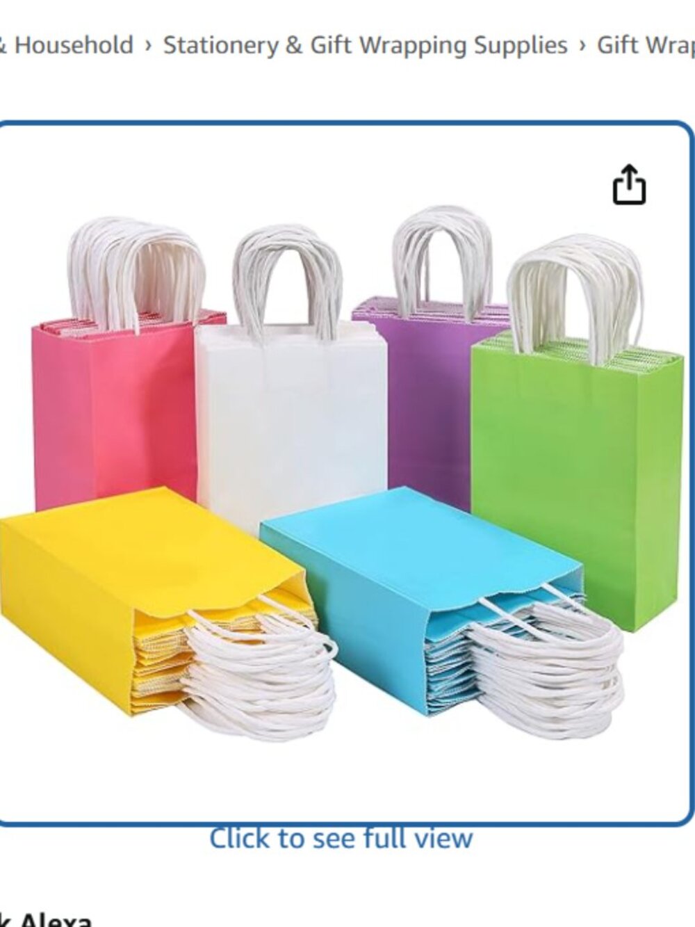 Kraft Paper Bags Party Favor Gift Bags 6 Colors with Handles Wedding 30 count